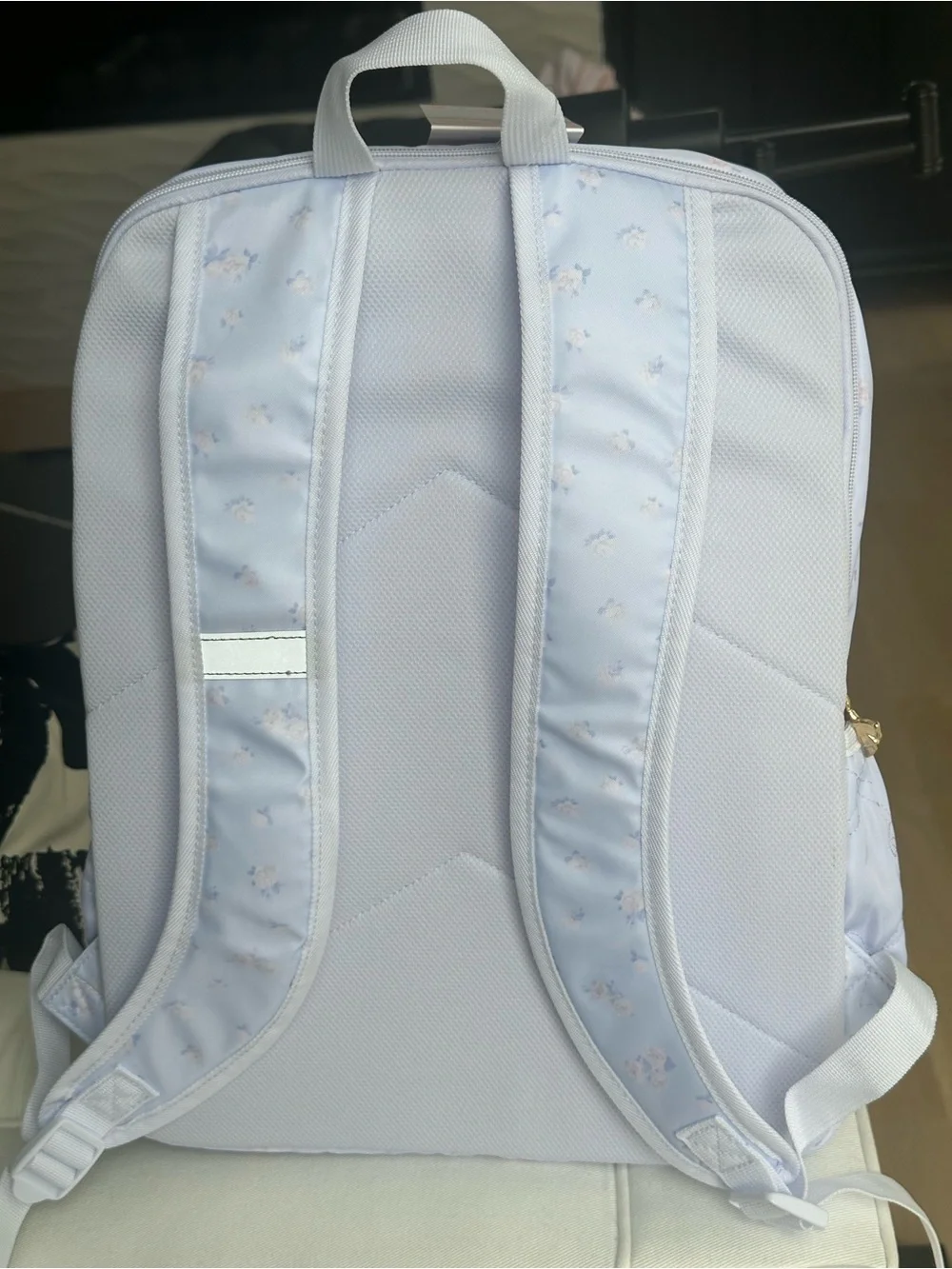 LoveShackFancy Pale Lilac Quilted Floral Backpack